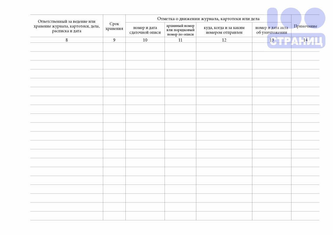 Журнал учета журналов, карточек и законченных производством дел, Форма 28  Купить в интернет-магазине 100 Страниц