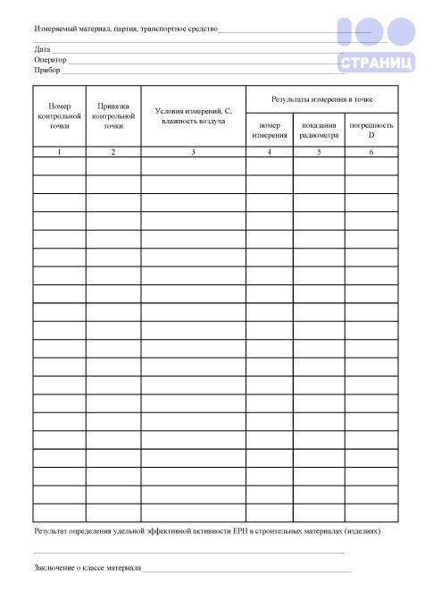 Журнал производственного радиационного контроля металлолома образец заполнения