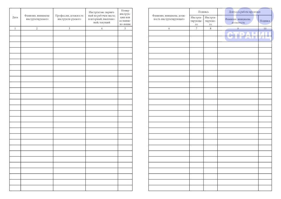 Журнал регистрации на рабочем месте образец заполнения