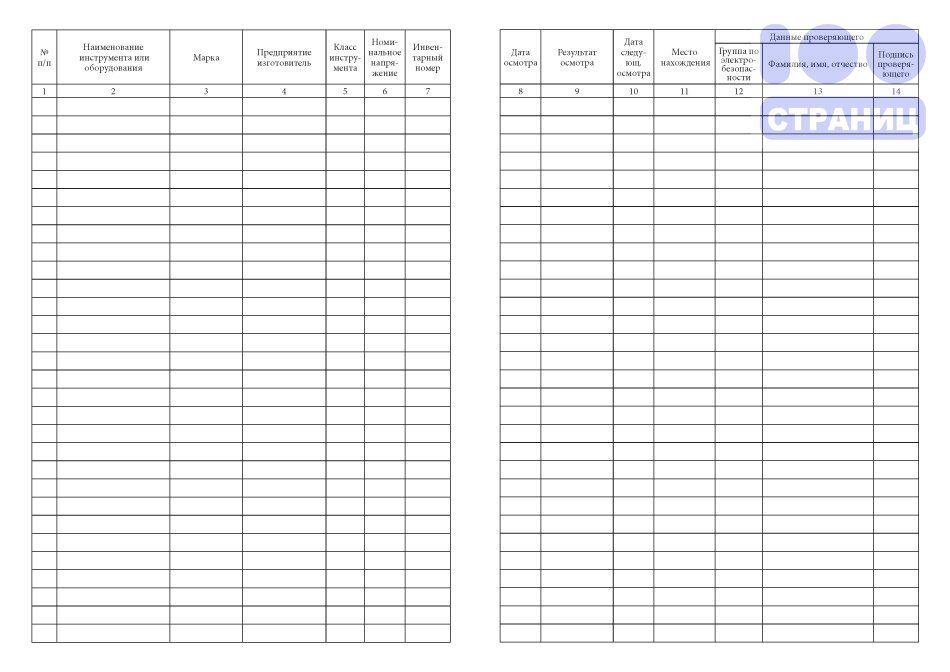 Журнал учета и содержания электроинструмента образец заполнения