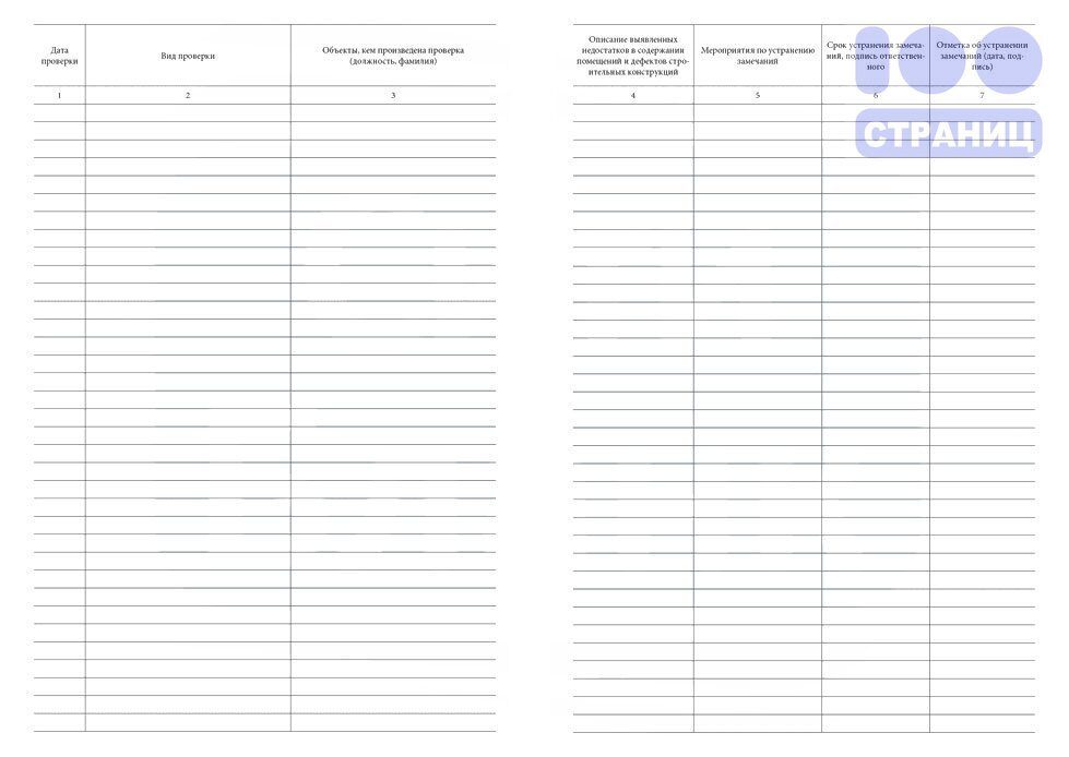 Журнал осмотра зданий и сооружений образец заполнения