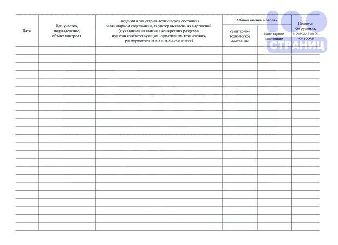Журнал санитарной обработки помещения образец